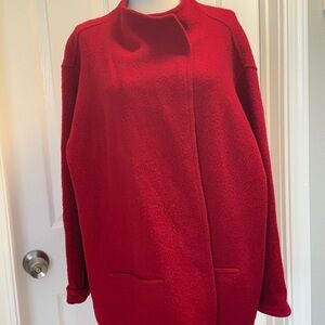 EUC Eileen‎ Fisher Funnel Neck Knit Jacket, 1X. Red